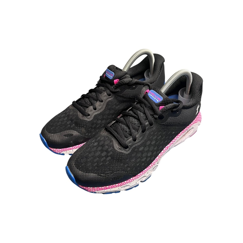 Under Armour HOVR Infinite Black Pink Blue Running Shoes 3025217-003 Womens 9